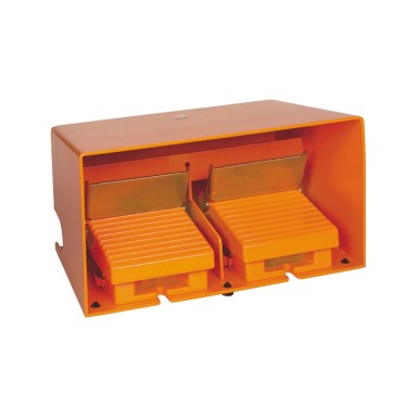 XPER5100D - Double foot switch, Harmony XPE, metal, orange, with cover, trigger mechanism, 1 step, 2 contacts 1NO+NC, IP66 - Schneider Electric - Double foot switch, Harmony XPE, metal, orange, with cover, trigger mechanism, 1 step, 2 contacts 1NO+NC, IP66 - Schneider Electric - 0