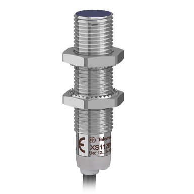 XS112BHPBL2 - Telemecanique - Inductive sensor XS1 M12, L49mm, brass, Sn4mm, 12..24VDC, cable 2m