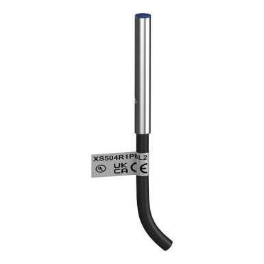 XS504R1PBL2 - Telemecanique - Miniature inductive sensor, D4 plain, L31mm, stainless, Sn0.8mm, cable 2m