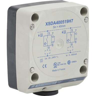 XSDA400519 - Telemecanique - Inductive proximity sensors XS, inductive sensor XSD 80x80x40, plastic, Sn40mm, 24...240 VAC, terminals
