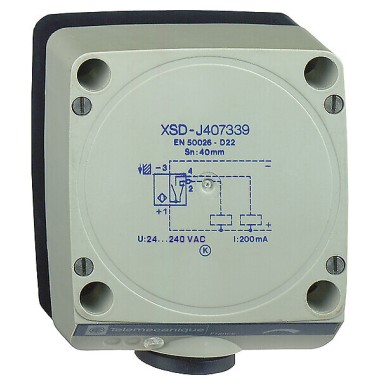 XSDH407339 - Telemecanique - Inductive proximity sensors XS, inductive sensor XSD 80x80x40, plastic, Sn40mm, 12...48 VDC, terminals