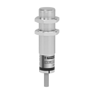 XT518B1PCL2 - Telemecanique - Capacitive proximity sensors XT, cylindrical M18, brass, 4-wire, Sn 5 mm, cable 2 m, 1 NC + 1 NO