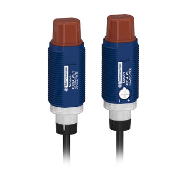 XUB2ANXWL2 - Telemecanique - Photoelectric sensors XU, Photo electric sensor, Cylindrical, Plastic, Angled, Thru-beam, System, Smax 30m, NPN, Cable 2m