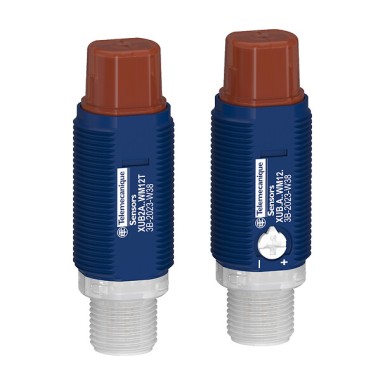 XUB2ANXWM12 - Telemecanique - Photoelectric sensors XU, Photo electric sensor, Cylindrical, Plastic, Angled, Thru-beam, System, Smax 30m, NPN, Connector M12