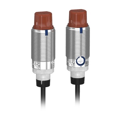 XUB2BNXWL2 - Telemecanique - Photoelectric sensors XU, Photo electric sensor, Cylindrical, Metal, Angled, Thru-beam, System, Smax 30m, NPN, Cable 2m