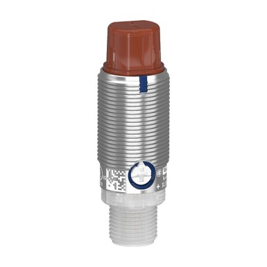 XUB2BPXWM12R - Telemecanique - Photoelectric sensors XU, Photo electric sensor, Cylindrical, Metal, Angled, Thru-beam, Receiver, Smax 30m, PNP, Connector M12