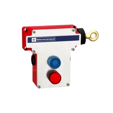 XY2CE1A296H7 - Latching emergency stop rope pull switch, Telemecanique rope pull switches XY2C, RH side, 2NC+2 NO, pilot light 230 V - Schneider Electric - Latching emergency stop rope pull switch, Telemecanique rope pull switches XY2C, RH side, 2NC+2 NO, pilot light 230 V - Schneider Electric - 0