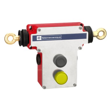 XY2CEDA197 - Telemecanique - Dual emergency stop rope pull switch, Telemecanique rope pull switches XY2C, e 2x(1NC+1NO), Pg13.5, flush pb, pilot light 230 V