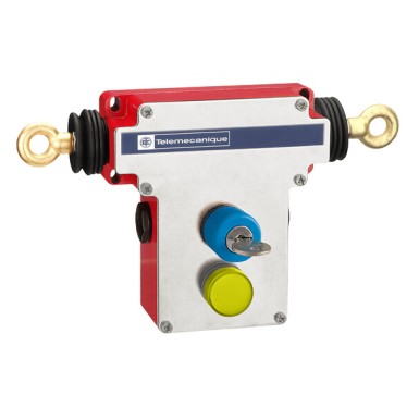 XY2CEDA597 - Telemecanique - Dual emergency stop rope pull switch, Telemecanique rope pull switches XY2C, e 2x(1NC+1NO), Pg13.5, key release pb pilot light