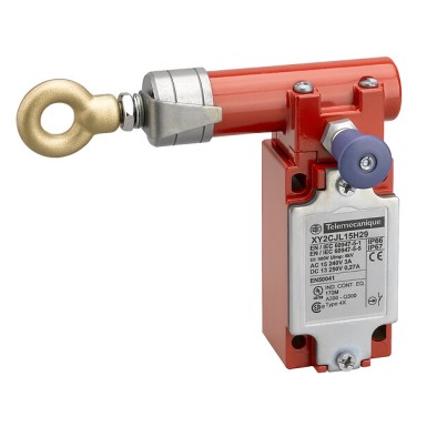XY2CJL17 - Telemecanique - Latching emergency stop rope pull switch, Telemecanique rope pull switches XY2C, e XY2CJ, left side, 2NC, Pg13.5