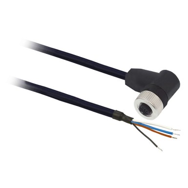 XZCPB1241L10 - Pre wired connectors XZ, elbowed female - Telemecanique - Pre wired connectors XZ, elbowed female, M12 4 pins, shielded cable PUR 10 m - Telemecanique - 0