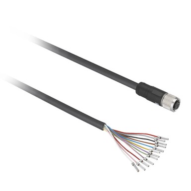 XZCPB44P14L5 - Pre wired connectors XZ, straight female - Telemecanique - Pre wired connectors XZ, straight female, M12, 12 pins, cable PUR 5 m - Telemecanique - 0