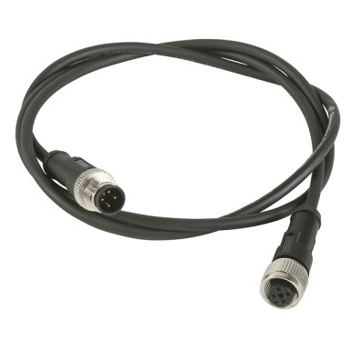 XZCR1512040A3 - Telemecanique - Jumper cable XZ, male straight M12 3 pin, female elbowed M12 3 pin, PUR 3 m