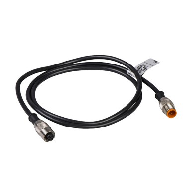 XZCR1512062F2 - Telemecanique - Jumper cable XZ, male straight M12 3 pin, female elbowed M12 3 pin, PUR 2 m