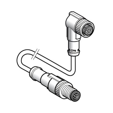 XZCR1512064D1 - Jumper cable XZ, male straight M12 5 pin, female elbowed M12 5 pin, PUR 1 m - Schneider Electric - Jumper cable XZ, male straight M12 5 pin, female elbowed M12 5 pin, PUR 1 m - Schneider Electric - 0