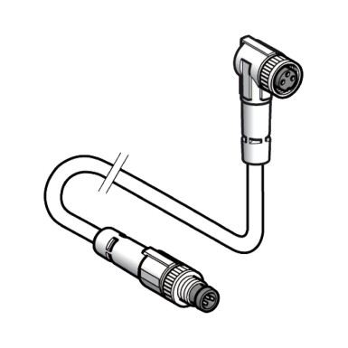 XZCR2706037R1 - Jumper cable XZ, male straight M8 3 pin, female elbowed M8 3 pin, PUR 1 m - Schneider Electric - Jumper cable XZ, male straight M8 3 pin, female elbowed M8 3 pin, PUR 1 m - Schneider Electric - 0