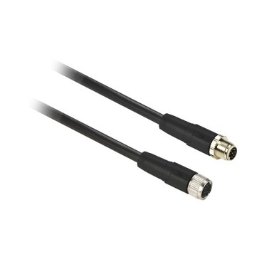 XZCR2829P11D5 - Telemecanique - Jumper straight M12 8-pin Male, straight M12 8-pin Female, PVC cable 5m