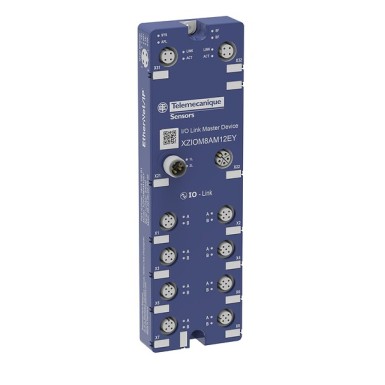 XZIOM8AM12EY - Telemecanique - IO Link Master, 8 ports, Class A, IP67, M12, Ethenet/IP, 24VDC
