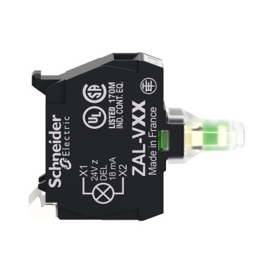 ZALVG1 - Light block for head 22mm, Harmony XAL, universal LED, mounting in back of enclosure, screw clamp terminal, 48…120V AC DC - Schneider Electric - Light block for head 22mm, Harmony XAL, universal LED, mounting in back of enclosure, screw clamp terminal, 48…120V AC DC - Schneider Electric - 3