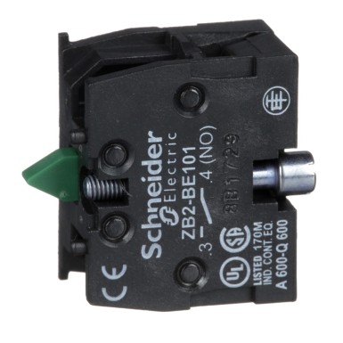 ZB2BE101 - Contact block, Harmony XAC, single contact, spring return, 1 speed, front mounting, screw clamp terminal, 1NO - Schneider Electric - Contact block, Harmony XAC, single contact, spring return, 1 speed, front mounting, screw clamp terminal, 1NO - Schneider Electric - 3