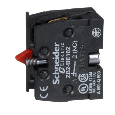 ZB2BE102 - Contact block, Harmony XAC, single contact, spring return, 1 speed, front mounting, screw clamp terminal, 1NC - Schneider Electric - Contact block, Harmony XAC, single contact, spring return, 1 speed, front mounting, screw clamp terminal, 1NC - Schneider Electric - 0