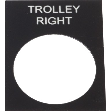 ZB2BY2345 - Marked legend, Harmony XAC, nameplate, 30 x 40mm, plastic, black, 22mm push button, white marked TROLLEY RIGHT - Schneider Electric - Marked legend, Harmony XAC, nameplate, 30 x 40mm, plastic, black, 22mm push button, white marked TROLLEY RIGHT - Schneider Electric - 0