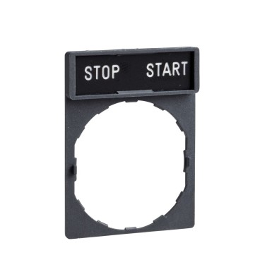 ZB2BY2366 - Marked legend, Harmony XAC, nameplate, 30 x 40mm, plastic, black, 22mm push button, white marked STOP START - Schneider Electric - Marked legend, Harmony XAC, nameplate, 30 x 40mm, plastic, black, 22mm push button, white marked STOP START - Schneider Electric - 0