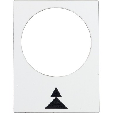 ZB2BY4909 - Marked legend, Harmony XAC, nameplate, 30 x 40mm, plastic, white, 22mm push button, black marked up double arrowhead - Schneider Electric - Marked legend, Harmony XAC, nameplate, 30 x 40mm, plastic, white, 22mm push button, black marked up double arrowhead - Schneider Electric - 0