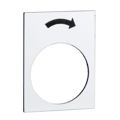 ZB2BY4919 - Marked legend, Harmony XAC, nameplate, 30 x 40mm, plastic, white, 22mm push button, black marked rounded arrow - Schneider Electric - Marked legend, Harmony XAC, nameplate, 30 x 40mm, plastic, white, 22mm push button, black marked rounded arrow - Schneider Electric - 0