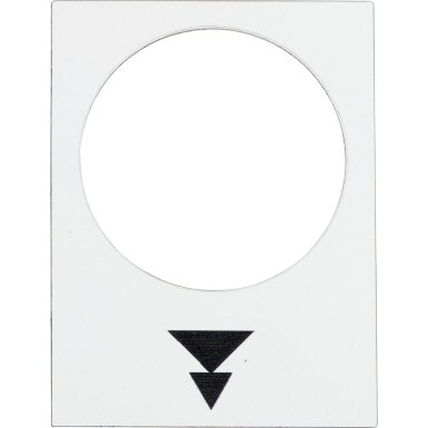 ZB2BY4953 - Marked legend, Harmony XAC, nameplate, 30 x 40mm, plastic, white, 22mm push button, black marked down double arrowhead - Schneider Electric - Marked legend, Harmony XAC, nameplate, 30 x 40mm, plastic, white, 22mm push button, black marked down double arrowhead - Schneider Electric - 0