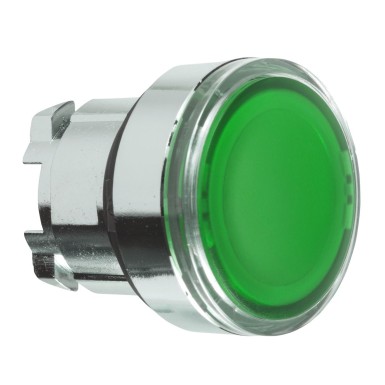 ZB4BA38 - Head for illuminated push button, Harmony XB4, metal, green flush, 22mm, universal LED, for insertion legend - Schneider Electric - Head for illuminated push button, Harmony XB4, metal, green flush, 22mm, universal LED, for insertion legend - Schneider Electric - 0