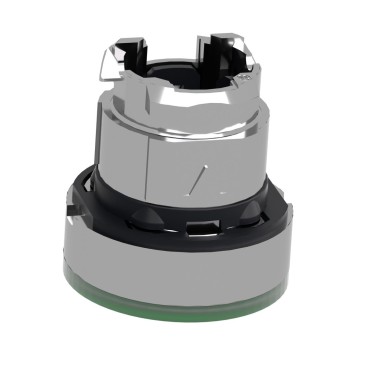 ZB4BA38 - Head for illuminated push button, Harmony XB4, metal, green flush, 22mm, universal LED, for insertion legend - Schneider Electric - Head for illuminated push button, Harmony XB4, metal, green flush, 22mm, universal LED, for insertion legend - Schneider Electric - 1