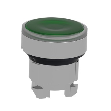 ZB4BA38 - Head for illuminated push button, Harmony XB4, metal, green flush, 22mm, universal LED, for insertion legend - Schneider Electric - Head for illuminated push button, Harmony XB4, metal, green flush, 22mm, universal LED, for insertion legend - Schneider Electric - 3