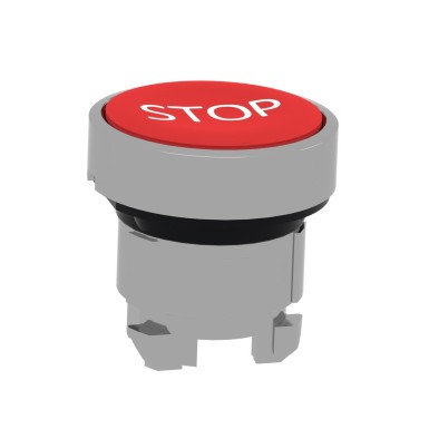 ZB4BA434 - Push button head, Harmony XB4, metal, flush, red, 22mm, spring return, marked STOP - Schneider Electric - Push button head, Harmony XB4, metal, flush, red, 22mm, spring return, marked STOP - Schneider Electric - 3