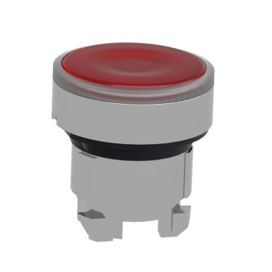 ZB4BA48 - Head for illuminated push button, Harmony XB4, metal, red flush, 22mm, universal LED, spring return, for insertion legend - Schneider Electric - Head for illuminated push button, Harmony XB4, metal, red flush, 22mm, universal LED, spring return, for insertion legend - Schneider Electric - 2