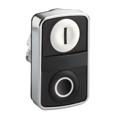 ZB4BA7121 - Double-headed push button head, Harmony XB4, metal, 22mm, 1 white flush marked I + 1 black flush marked O - Schneider Electric - Double-headed push button head, Harmony XB4, metal, 22mm, 1 white flush marked I + 1 black flush marked O - Schneider Electric - 0