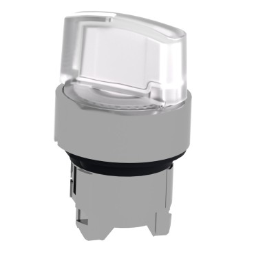 ZB4BK1213 - Head for illuminated selector switch, Harmony XB4, metal, white handle, 22mm, universal LED, 2 positions, stay put - Schneider Electric - Head for illuminated selector switch, Harmony XB4, metal, white handle, 22mm, universal LED, 2 positions, stay put - Schneider Electric - 2