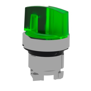 ZB4BK1233 - Head for illuminated selector switch, Harmony XB4, metal, green handle, 22mm, universal LED, 2 positions, stay put - Schneider Electric - Head for illuminated selector switch, Harmony XB4, metal, green handle, 22mm, universal LED, 2 positions, stay put - Schneider Electric - 4