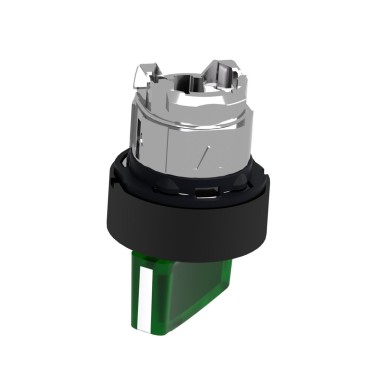 ZB4BK12337 - Head for illuminated selector switch, Harmony XB4, universal LED, black metal, green handle, 22mm, 2 positions, stay put - Schneider Electric - Head for illuminated selector switch, Harmony XB4, universal LED, black metal, green handle, 22mm, 2 positions, stay put - Schneider Electric - 1