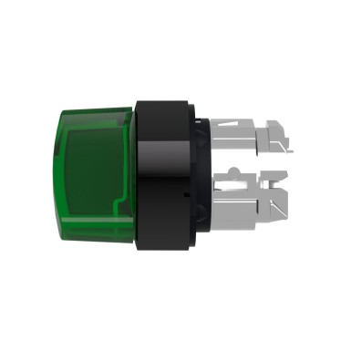 ZB4BK12337 - Head for illuminated selector switch, Harmony XB4, universal LED, black metal, green handle, 22mm, 2 positions, stay put - Schneider Electric - Head for illuminated selector switch, Harmony XB4, universal LED, black metal, green handle, 22mm, 2 positions, stay put - Schneider Electric - 2