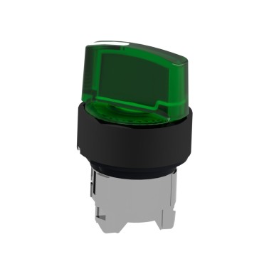 ZB4BK12337 - Head for illuminated selector switch, Harmony XB4, universal LED, black metal, green handle, 22mm, 2 positions, stay put - Schneider Electric - Head for illuminated selector switch, Harmony XB4, universal LED, black metal, green handle, 22mm, 2 positions, stay put - Schneider Electric - 5