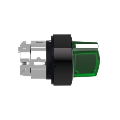 ZB4BK12337 - Head for illuminated selector switch, Harmony XB4, universal LED, black metal, green handle, 22mm, 2 positions, stay put - Schneider Electric - Head for illuminated selector switch, Harmony XB4, universal LED, black metal, green handle, 22mm, 2 positions, stay put - Schneider Electric - 6