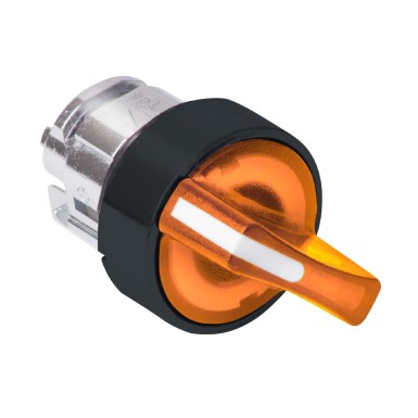 ZB4BK12537 - Head for illuminated selector switch, Harmony XB4, universal LED, black metal, orange handle, 22mm, 2 positions, stay put - Schneider Electric - Head for illuminated selector switch, Harmony XB4, universal LED, black metal, orange handle, 22mm, 2 positions, stay put - Schneider Electric - 0