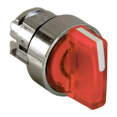 ZB4BK1343 - Head for illuminated selector switch, Harmony XB4, chromium metal, red handle, 22mm, universal LED, 3 positions, stay put - Schneider Electric - Head for illuminated selector switch, Harmony XB4, chromium metal, red handle, 22mm, universal LED, 3 positions, stay put - Schneider Electric - 0