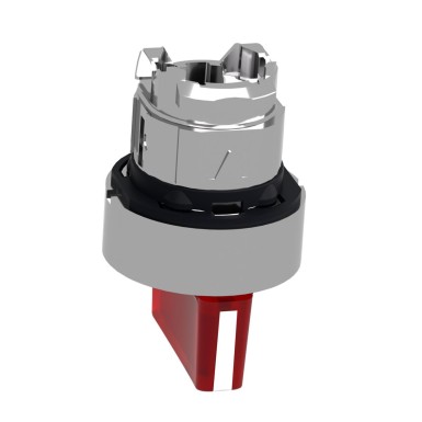 ZB4BK1343 - Head for illuminated selector switch, Harmony XB4, chromium metal, red handle, 22mm, universal LED, 3 positions, stay put - Schneider Electric - Head for illuminated selector switch, Harmony XB4, chromium metal, red handle, 22mm, universal LED, 3 positions, stay put - Schneider Electric - 5