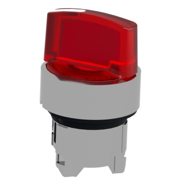 ZB4BK1443 - Head for illuminated selector switch, Harmony XB4, universal LED, red handle, 22mm, 2 positions, spring return - Schneider Electric - Head for illuminated selector switch, Harmony XB4, universal LED, red handle, 22mm, 2 positions, spring return - Schneider Electric - 1