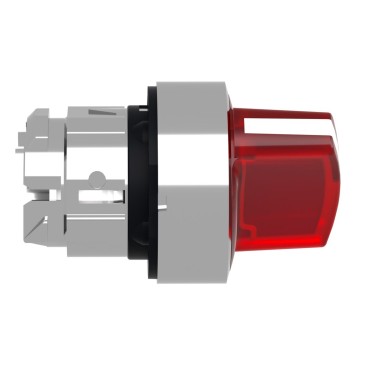 ZB4BK1443 - Head for illuminated selector switch, Harmony XB4, universal LED, red handle, 22mm, 2 positions, spring return - Schneider Electric - Head for illuminated selector switch, Harmony XB4, universal LED, red handle, 22mm, 2 positions, spring return - Schneider Electric - 5