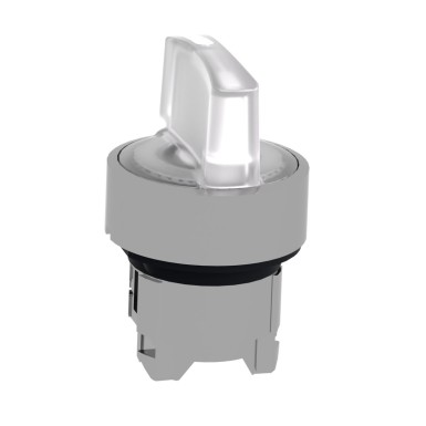 ZB4BK1713 - Head for illuminated selector switch, Harmony XB4, chromium metal, white handle, 22mm, universal LED, 3 positions, - Schneider Electric - Head for illuminated selector switch, Harmony XB4, chromium metal, white handle, 22mm, universal LED, 3 positions, - Schneider Electric - 3