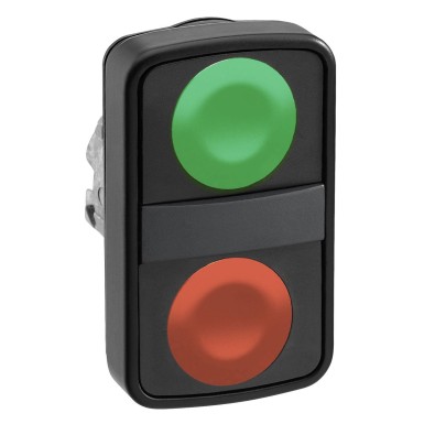 ZB4BL73407 - Head for double headed push button, Harmony XB4, green flush/red projecting pushbutton ?22 mm unmark - Schneider Electric - Head for double headed push button, Harmony XB4, green flush/red projecting pushbutton ?22 mm unmark - Schneider Electric - 0