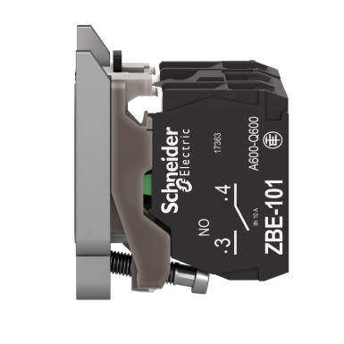 ZB4BW065 - Harmony XB4, Light block with body/fixing collar, metal, for BA9s bulb, <= 250 V, 1 NO + 1 NC - Schneider Electric - Harmony XB4, Light block with body/fixing collar, metal, for BA9s bulb, <= 250 V, 1 NO + 1 NC - Schneider Electric - 6